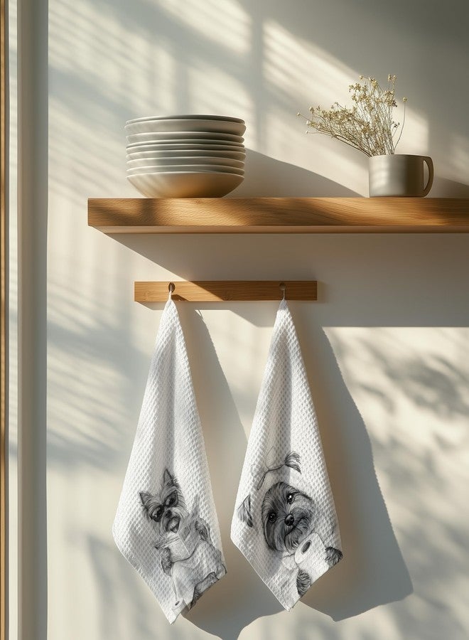 INDAJEDN Yorkie Gifts Hand Towels for Bathroom Set of 2, Yorkie Dog Bathroom Washroom Decor, Yorkshire Terrier Gifts, 16x24 Inch - Image 5